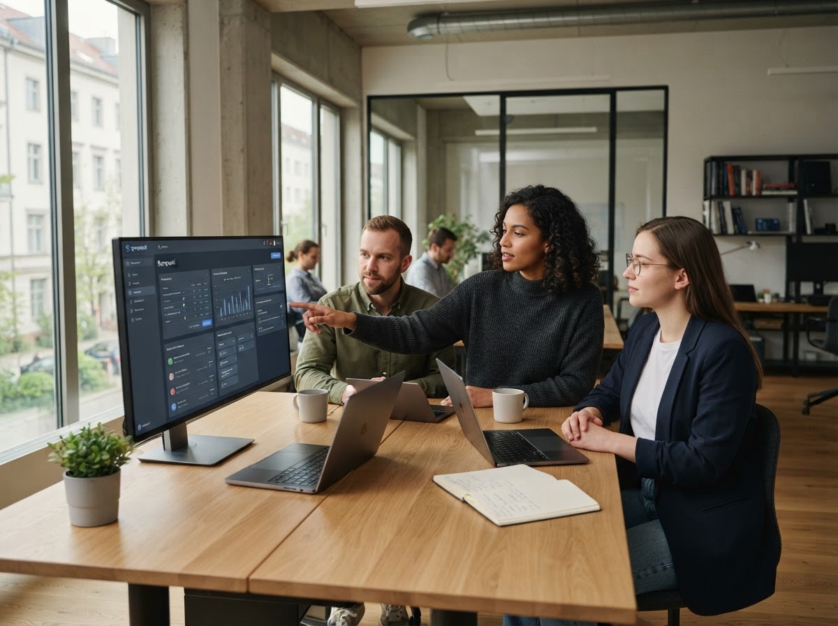 SynapseAI data analysts reviewing predictive analytics models